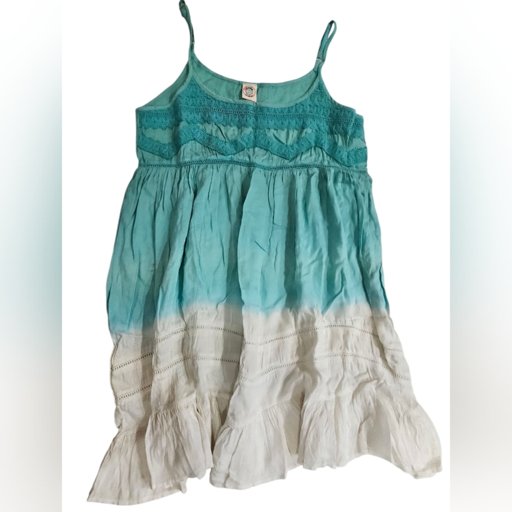Teal and White Ombre Sundress With Straps